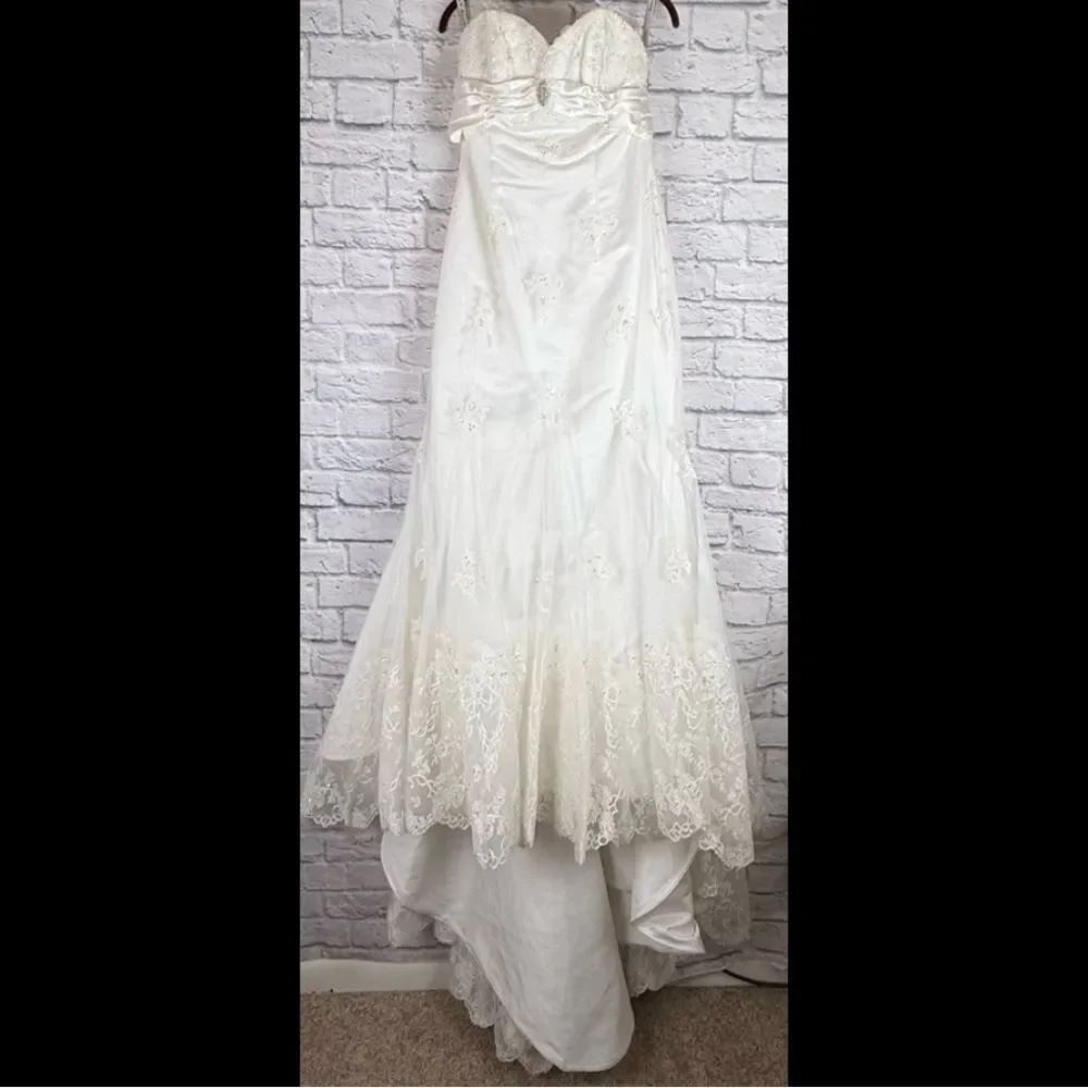 Mia Solano Ivory Satin Wedding Dress with Train Size 16